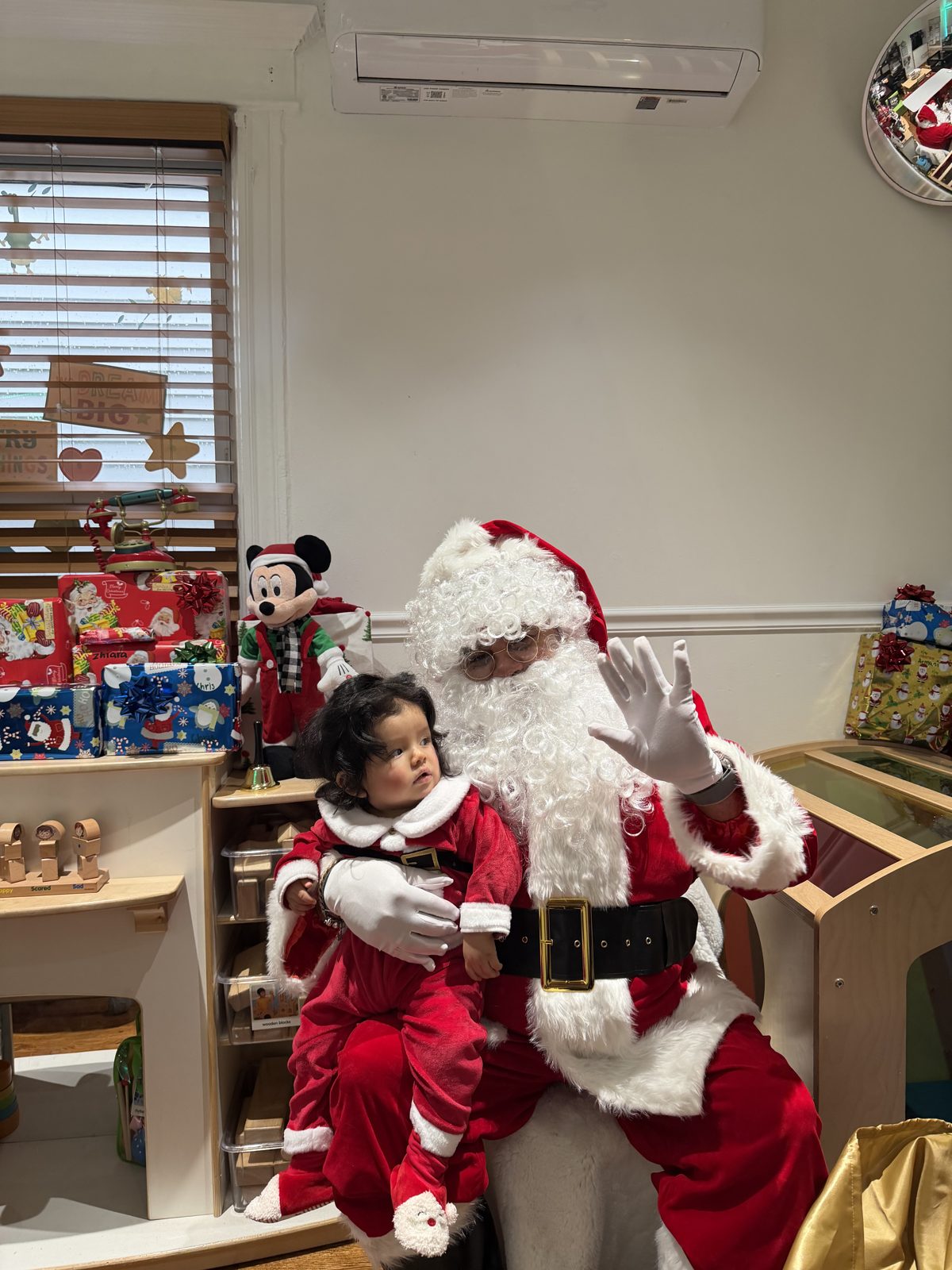 Santa visiting the daycare during the holidays
