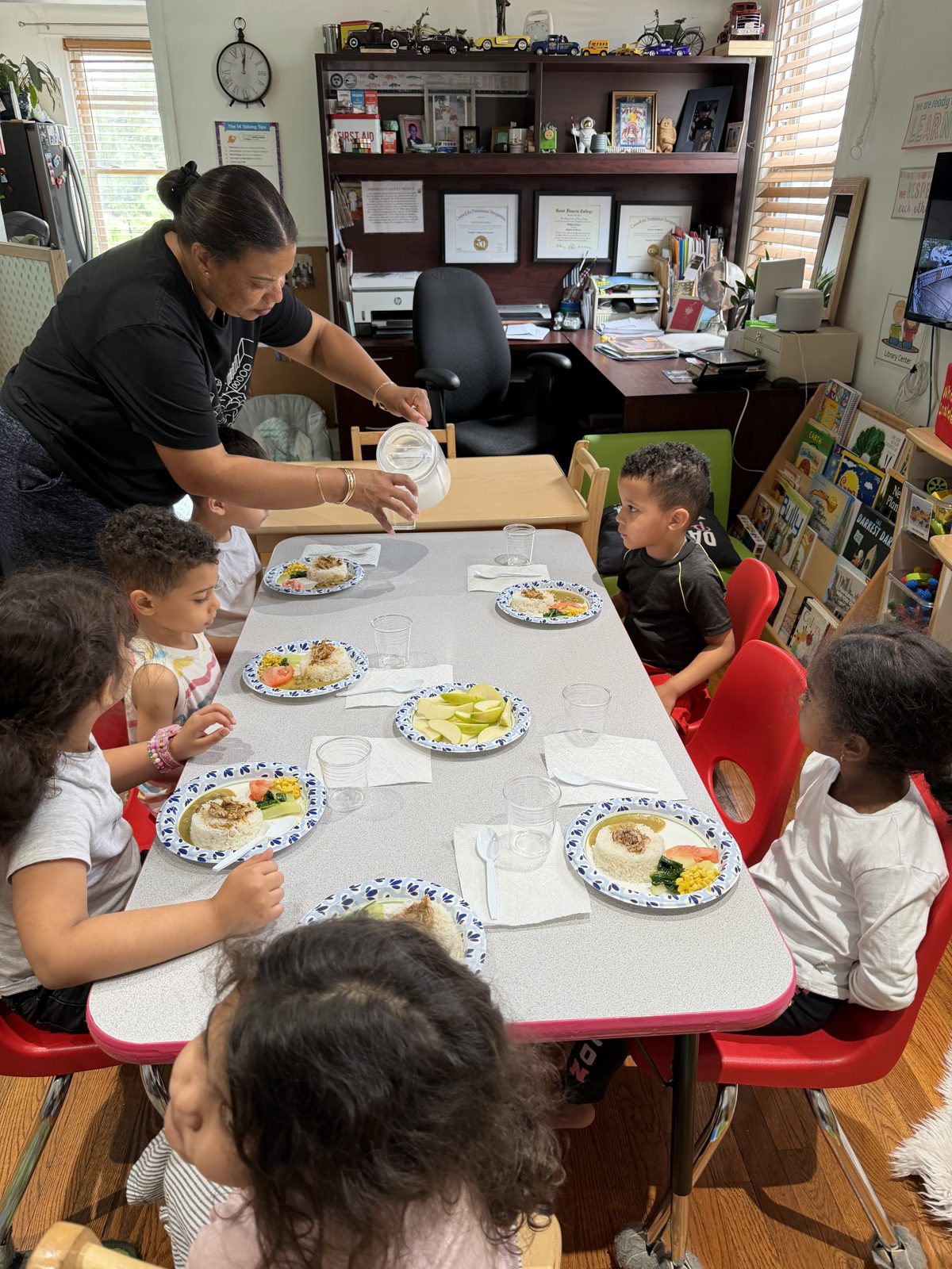 Fresh meals being served to children at the lunch table